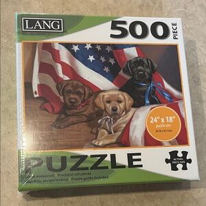 Dog Puzzle with American Flag - 500 Piece